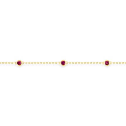 Pulseira em ouro amarelo de 9K com 5 rubis fechados