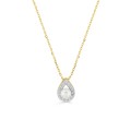 Collar de oro amarillo de 9K, circonitas y perla cultivada de agua dulce