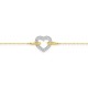 Pulsera corazón bicolor de oro amarillo de 9K y circonitas