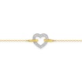 Pulsera corazón bicolor de oro amarillo de 9K y circonitas