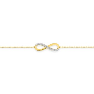 Pulseira infinita em ouro amarelo de 9K e zircónias