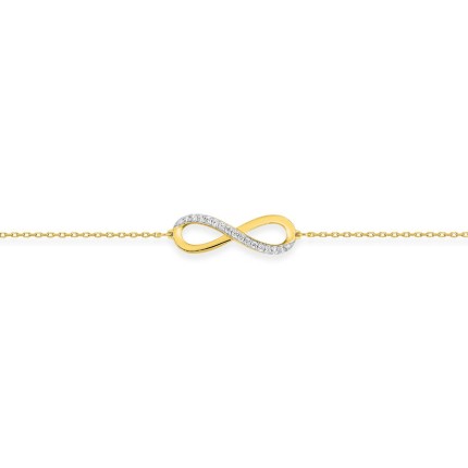 Pulseira infinita em ouro amarelo de 9K e zircónias
