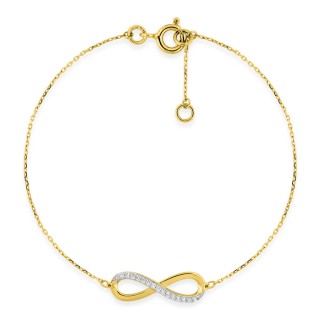 Pulseira infinita em ouro amarelo de 9K e zircónias