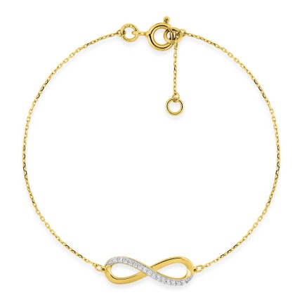 Pulseira infinita em ouro amarelo de 9K e zircónias