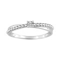 Anillo solitario oro blanco 9K engastado con 4 garras y diamantes de 0,02 ct