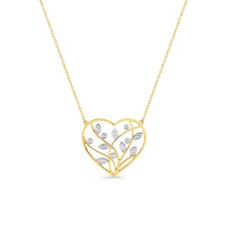 Collar corazón de oro amarillo 9K y motivos recortados de fantasía