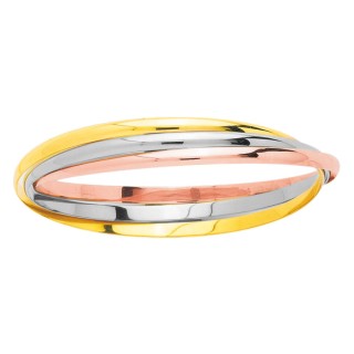 Pulseira tricolor entrelaçada em ouro de 18K
