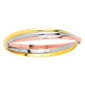 Pulsera tricolor entrelazada de oro de 18K