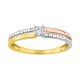 Anillo tricolor solitario de oro de 9K y diamante de 0,04 ct