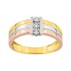 Anel triple em ouro tricolor 9K com diamantes 0.03 ct