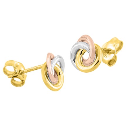 Brincos em ouro tricolor 9 kt rosetón