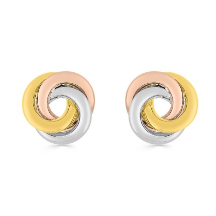 Brincos em ouro tricolor 9 kt rosetón