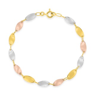 Pulseira ou colar de ouro tricolor 18K