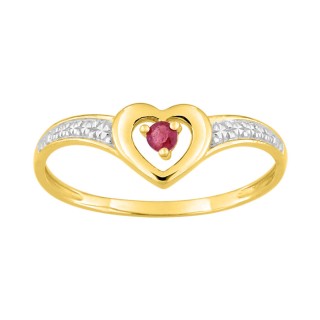 Anillo de oro amarillo de 9K con rubí