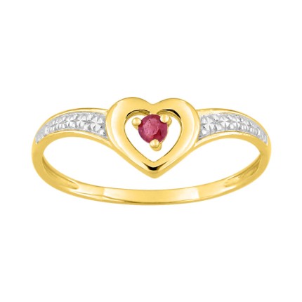 Anillo de oro amarillo de 9K con rubí
