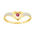Anillo de oro amarillo de 9K con rubí