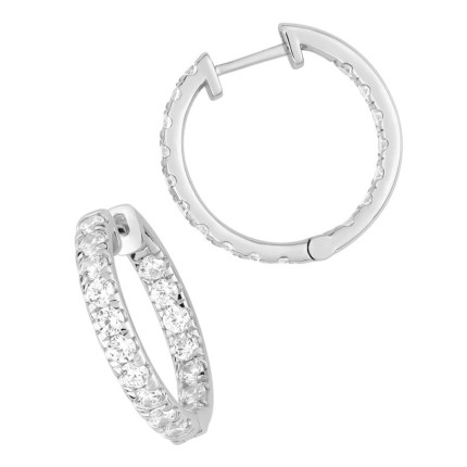 Brincos de Argola Ouro Branco 18K Diamantes Criados 1.50 CT 15 mm