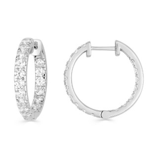 Brincos de Argola Ouro Branco 18K Diamantes Criados 1.50 CT 15 mm