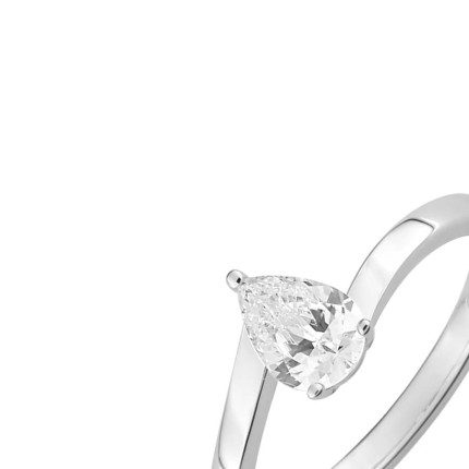 Anel Solitário Ouro Branco 18K Diamante Criado 0,45 CT
