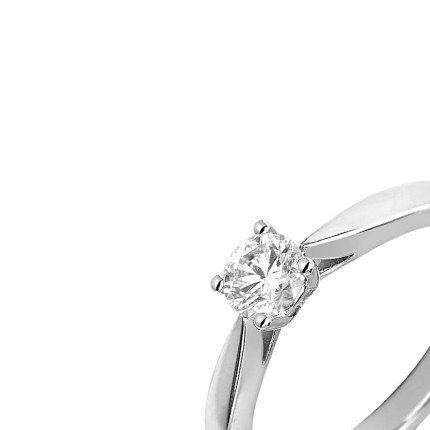 Anel Solitário Ouro Branco 18K Diamante Criado 0.50 CT