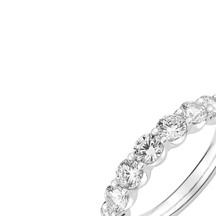 Meia Aliança con garras em Ouro Branco com Diamantes Criados 1.50CT
