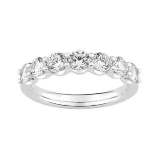 Meia Aliança con garras em Ouro Branco com Diamantes Criados 1.50CT