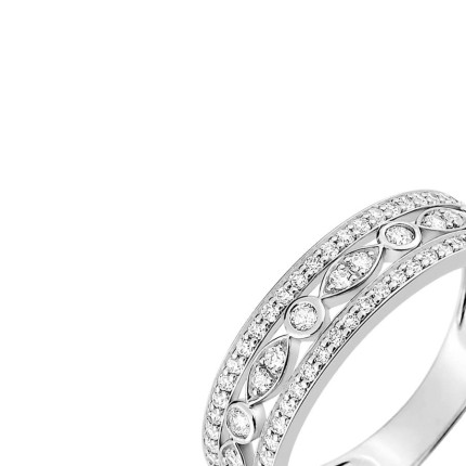 Anillo de oro blanco 9 KT con detalles de circonita