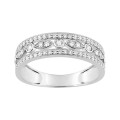 Anillo de oro blanco 9 KT con detalles de circonita