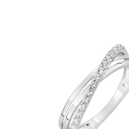 Anillo de oro blanco 9 KT con doble circonita
