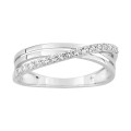 Anillo de oro blanco 9 KT con doble circonita