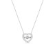 Collar de oro blanco 9K corazón con circonita central