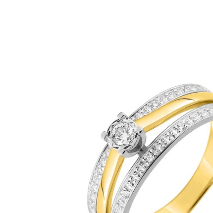 Anillo diamante de oro bicolor 18k 0.10CT