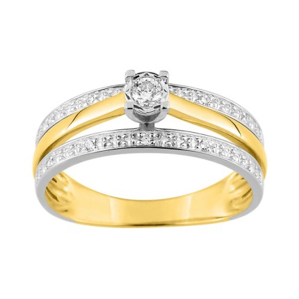 Anillo diamante de oro bicolor 18k 0.10CT