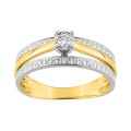 Anel em ouro amarelo 18K de diamante bicolor com 0.10ct