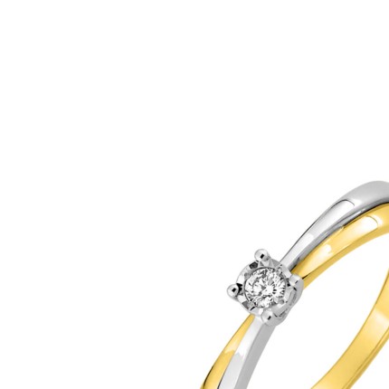 Anillo de oro bicolor 9K con diamante 0.052CT
