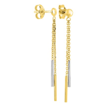 Pendientes de oro bicolor 9 KT con barras