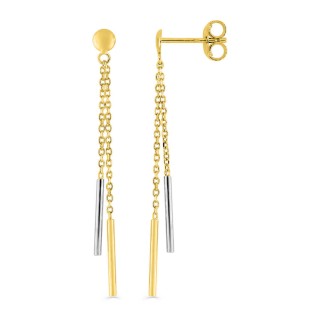 Brincos em ouro bicolor 9 kt com barras