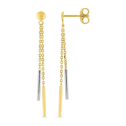 Pendientes de oro bicolor 9 KT con barras