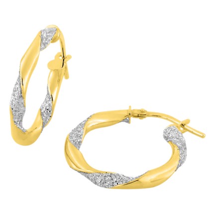 Pendientes de aro retorcida de oro amarillo 9K glitter 15MM