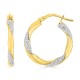 Pendientes de aro retorcida de oro amarillo 9K glitter 15MM