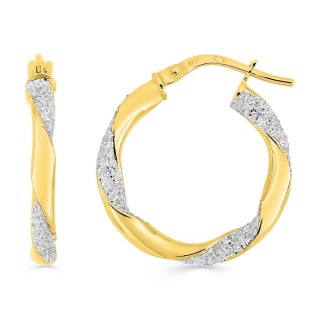 Argolas em ouro amarelo 9k glitter 15mm