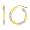 Argolas em ouro amarelo 9k glitter 15mm