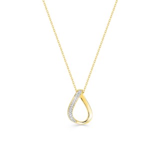 Colar em ouro amarelo 18K com pendente gota e zircónias de 42 cm