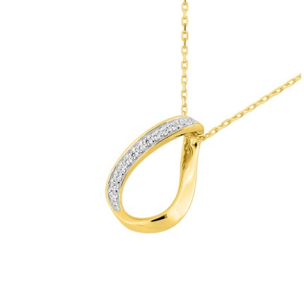 Colar em ouro amarelo 18K com pendente gota e zircónias de 42 cm