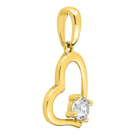 Colgante de oro amarillo 9K corazón con circonita cuadrada