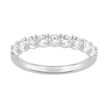 Meia Aliança Ouro Branco 18K Diamante Criado 0.75CT
