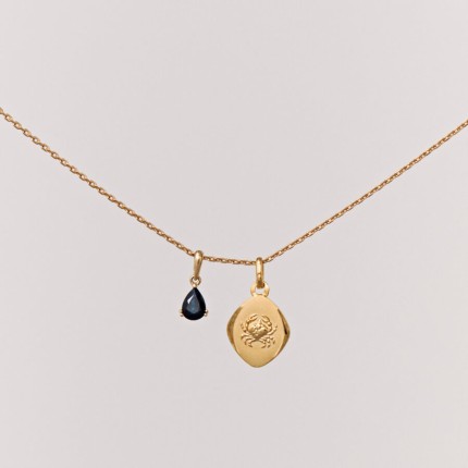 Pendente oval biselado em ouro amarelo 9K Zodíaco Câncer
