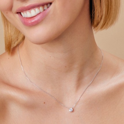 Colar Ouro Branco 18K Diamante Criado 0.70CT