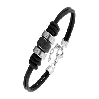 Pulsera de cuero y cordón de acero