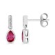 Pendientes colgantes de plata con circonitas blancas y rojas